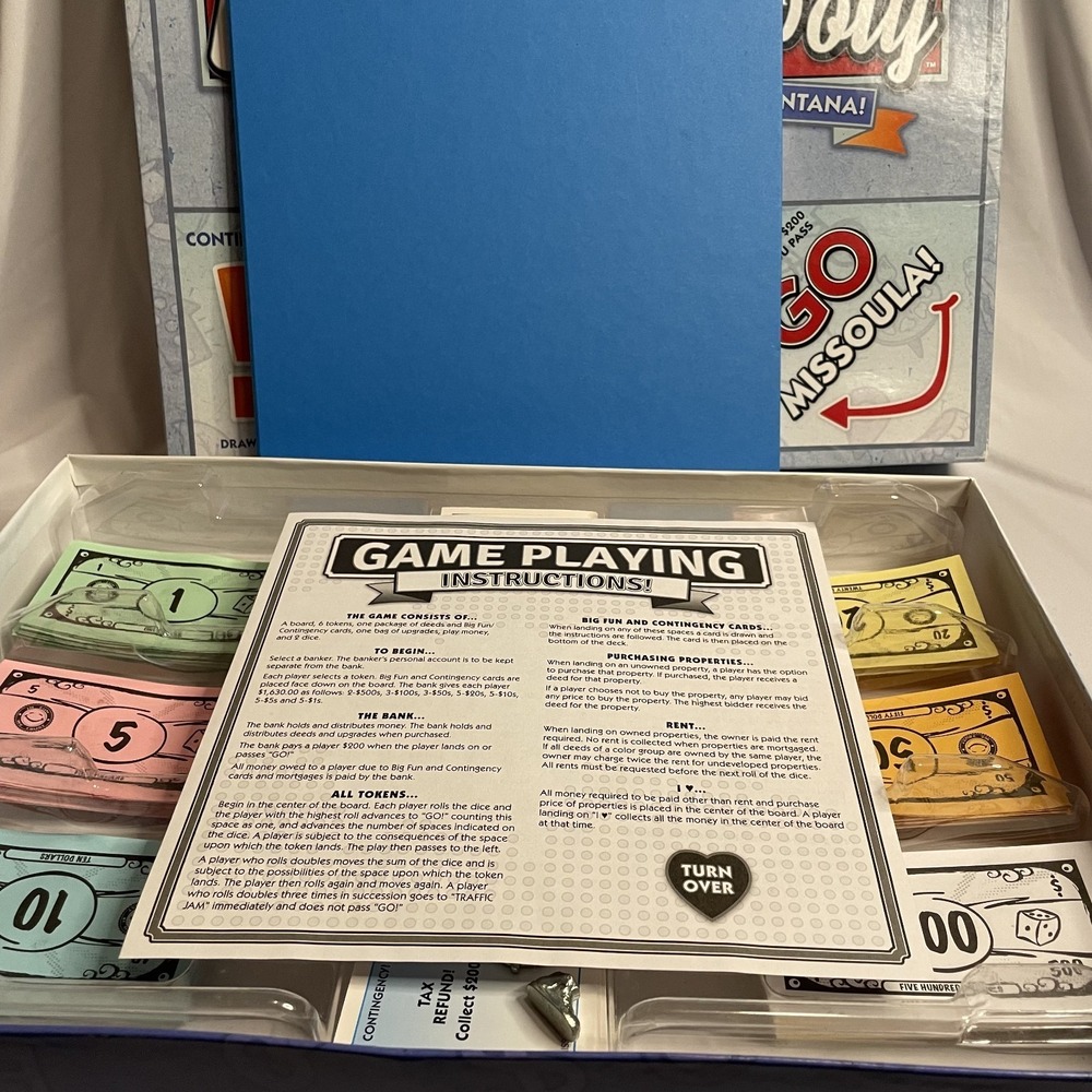 MISSOULA OPOLY Board Game Missoula, MT COMPLETE Montana Big Fun - Picture 7 of 9